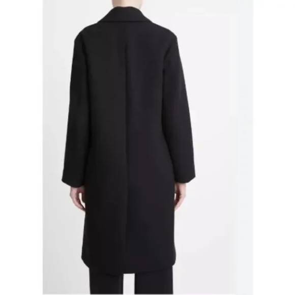 Vince Brushed Wool Blend Double Breasted Coat Black L NWT - Picture 3 of 13
